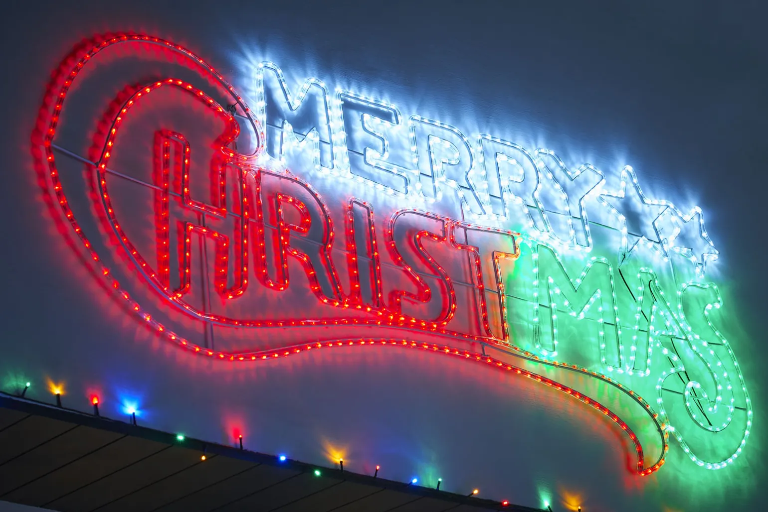 Animated Merry Christmas Rope Light Silhouette, 185 Cm