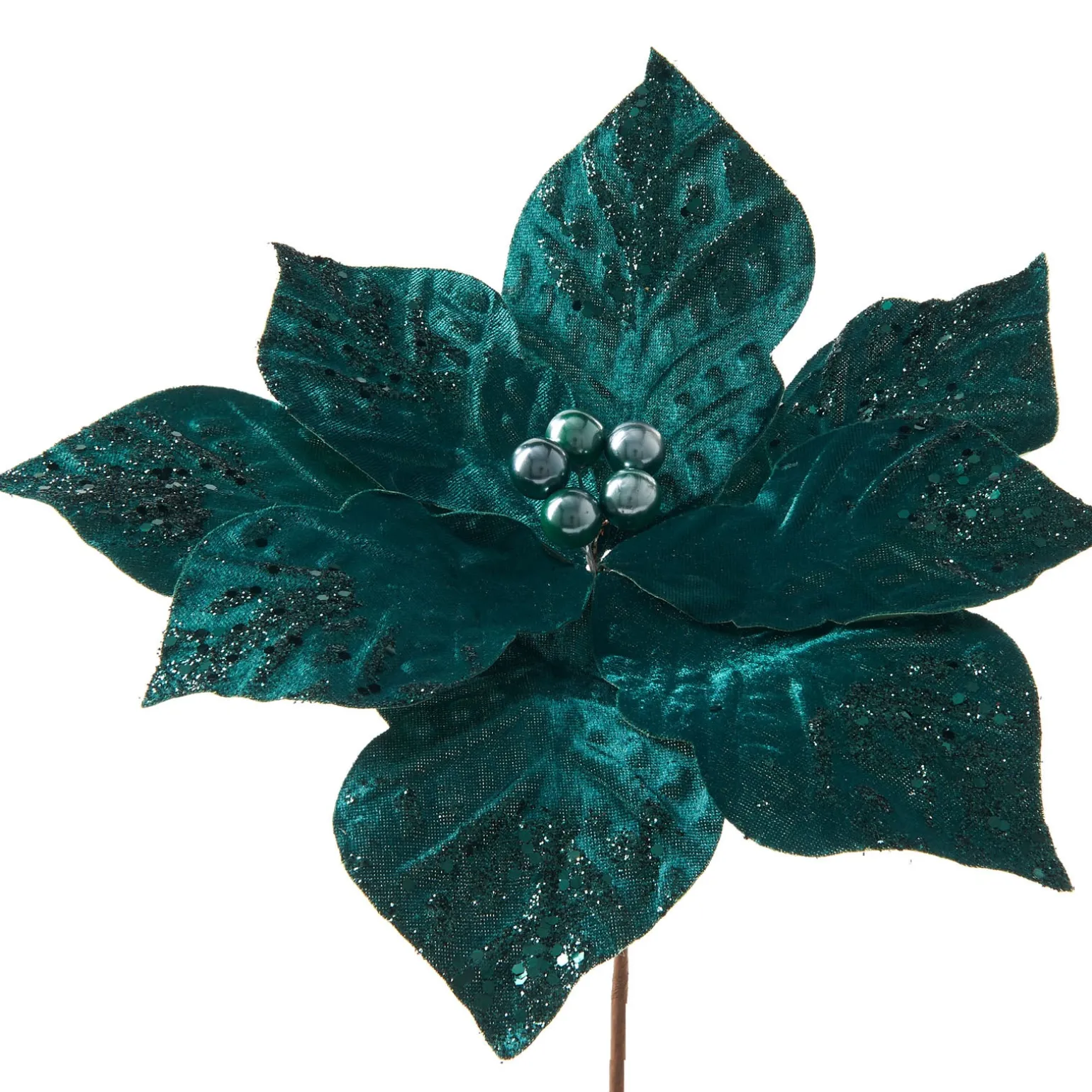 Artificial Emerald Poinsettia Flower, 30 Cm