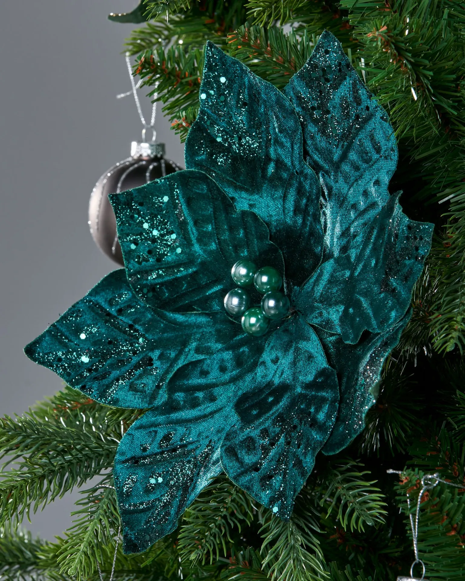 Artificial Emerald Poinsettia Flower, 30 Cm