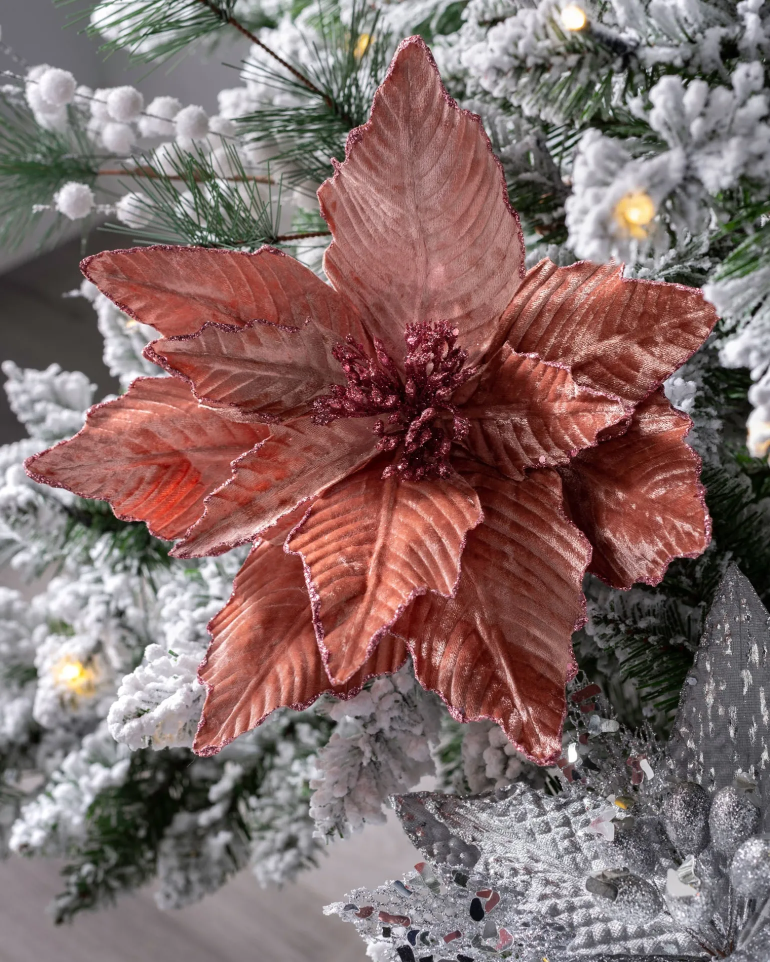 Artificial Poinsettia Flower, Pink, 32 Cm
