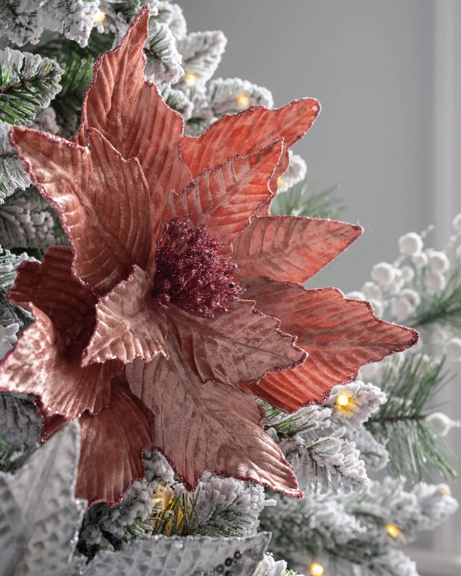 Artificial Poinsettia Flower, Pink, 32 Cm