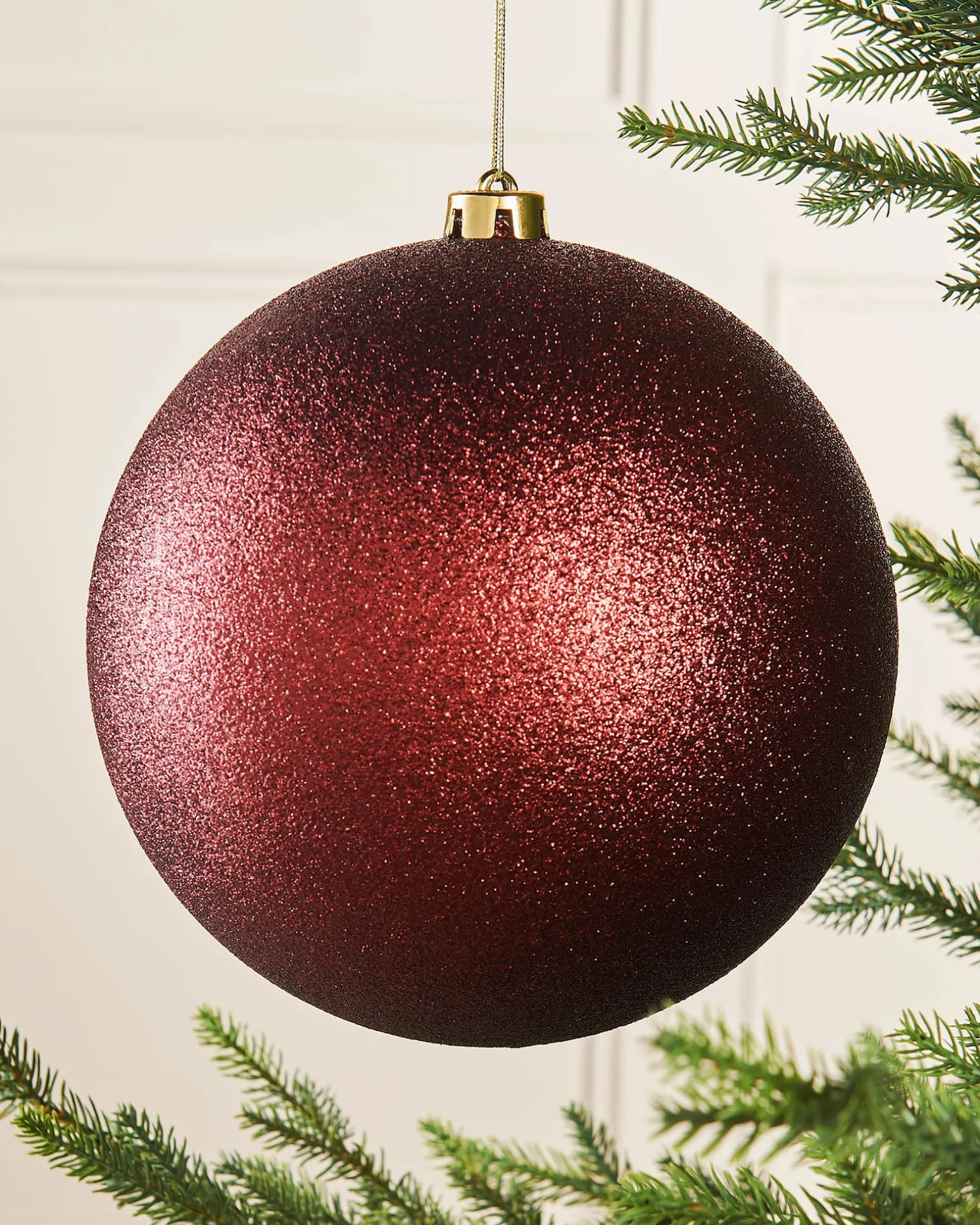 Burgundy Large Glitter Shatterproof Bauble, 20 Cm