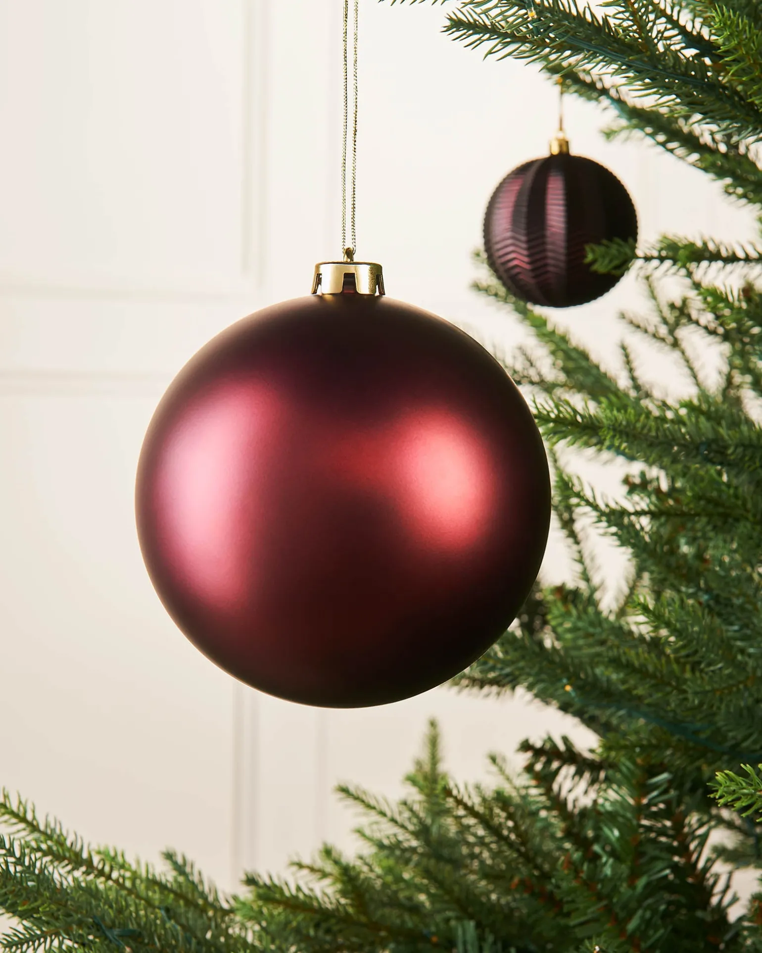 Burgundy Large Matt Shatterproof Bauble, 15 Cm
