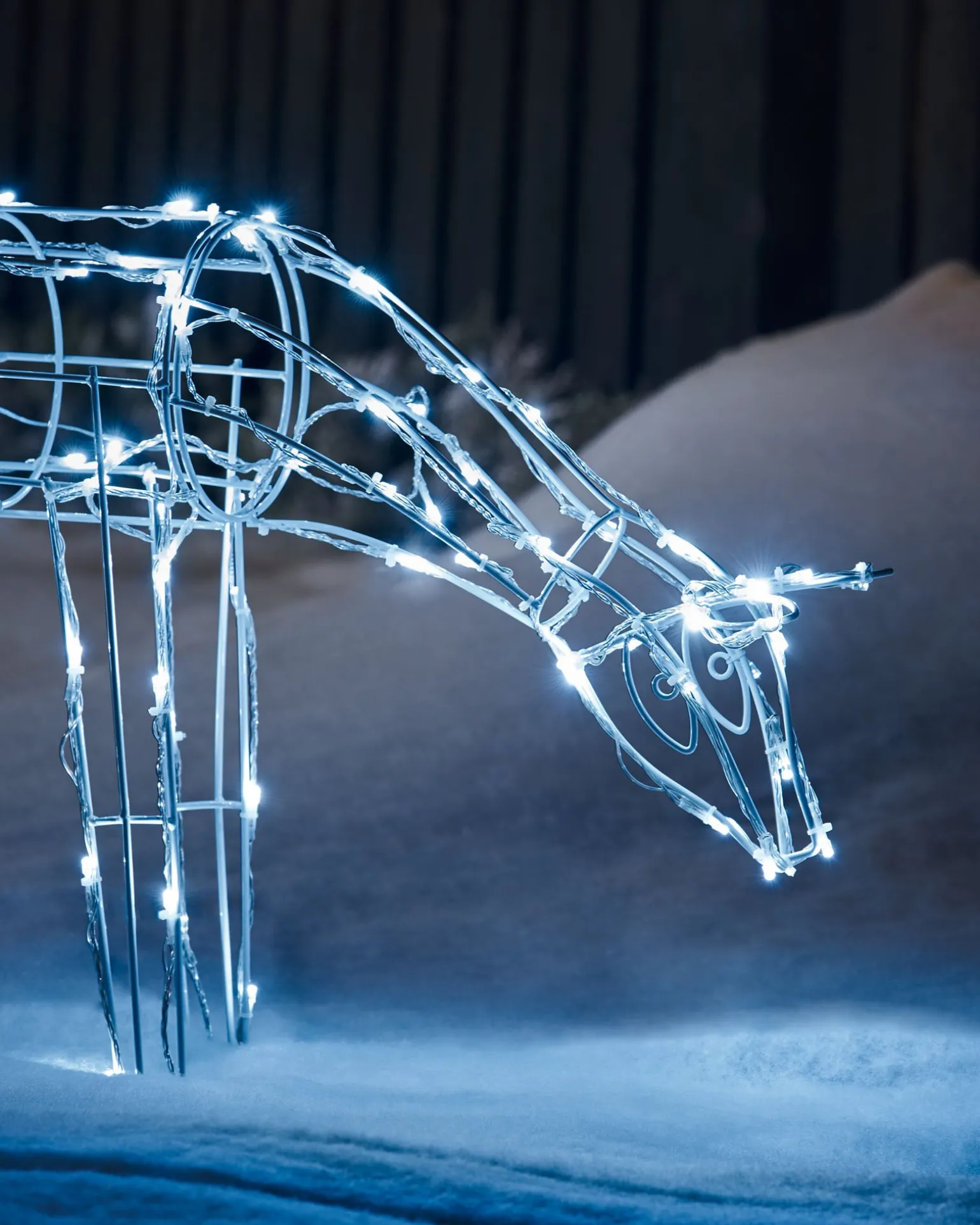 3D Twinkling Grazing Reindeer Silhouette, White, 68 Cm