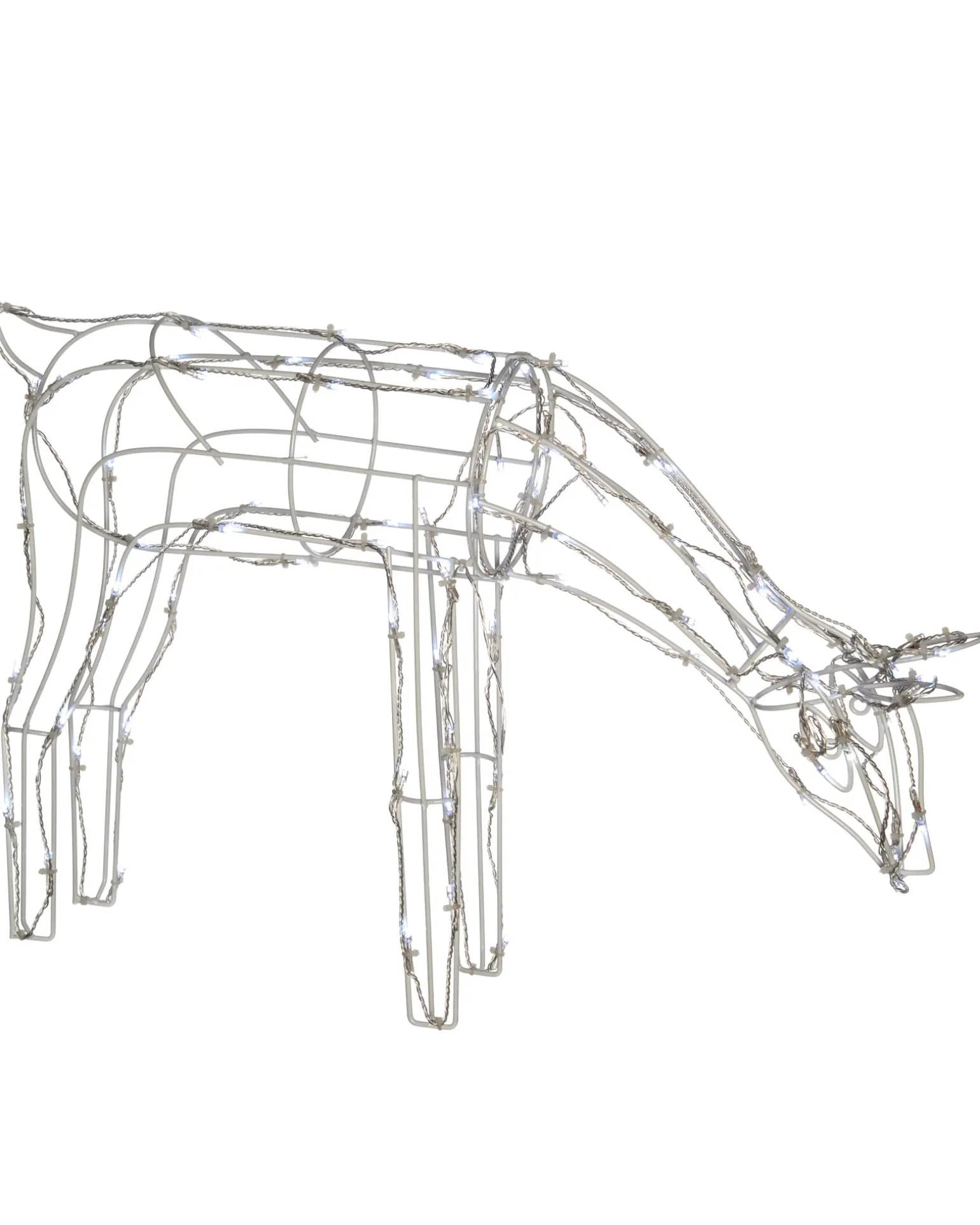 3D Twinkling Grazing Reindeer Silhouette, White, 68 Cm