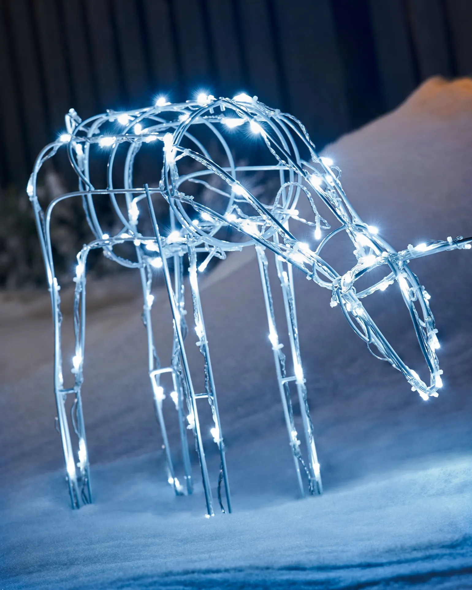 3D Twinkling Grazing Reindeer Silhouette, White, 68 Cm