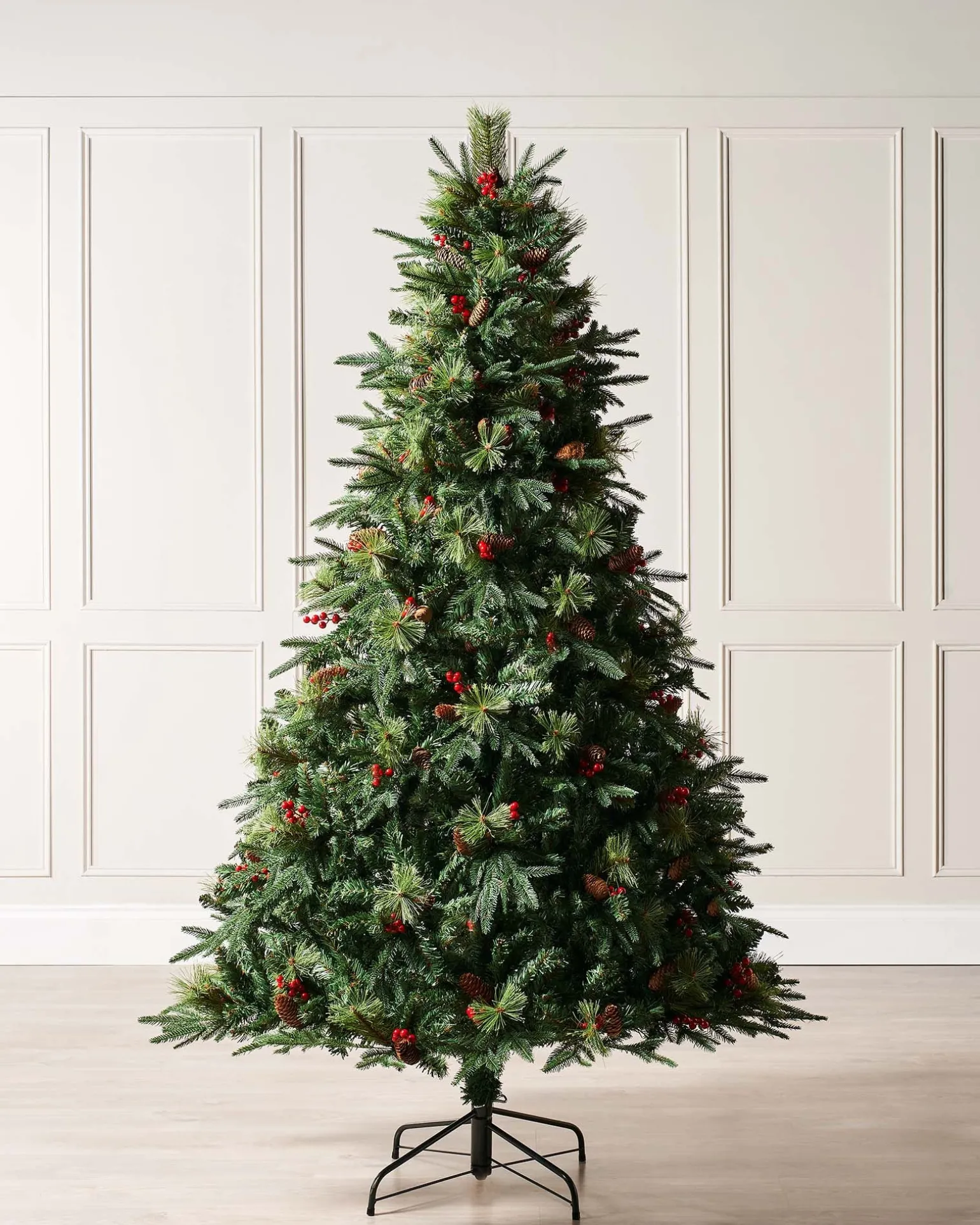 Decorated Mixed Tip Berries & Pinecones Christmas Tree, 6 Ft