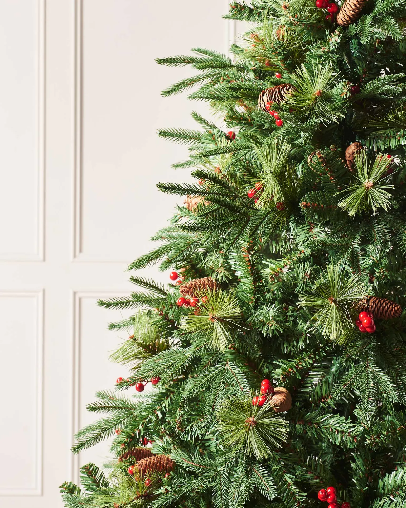 Decorated Mixed Tip Berries & Pinecones Christmas Tree, 6 Ft
