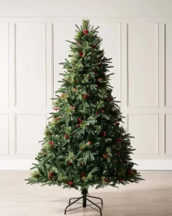 Decorated Mixed Tip Berries & Pinecones Christmas Tree, 7 Ft