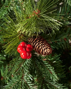 Decorated Mixed Tip Berries & Pinecones Christmas Tree, 7 Ft