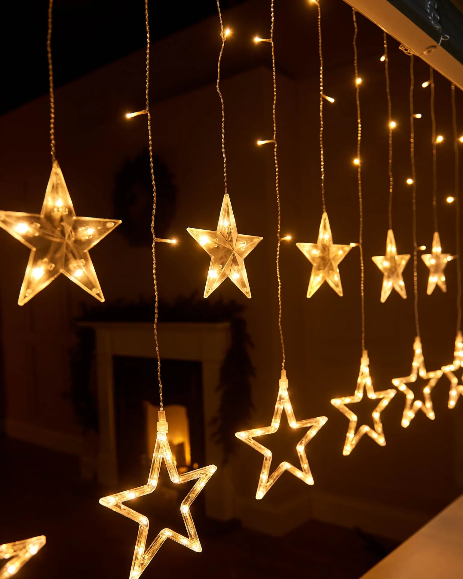 Flashing Star Curtain Net Light, White, 2 M