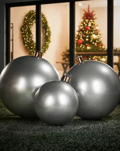 Inflatable Christmas Bauble, Silver, 66 Cm