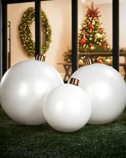 Inflatable Christmas Bauble, White, 66 Cm