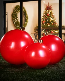 Inflatable Christmas Bauble, Red, 76 Cm