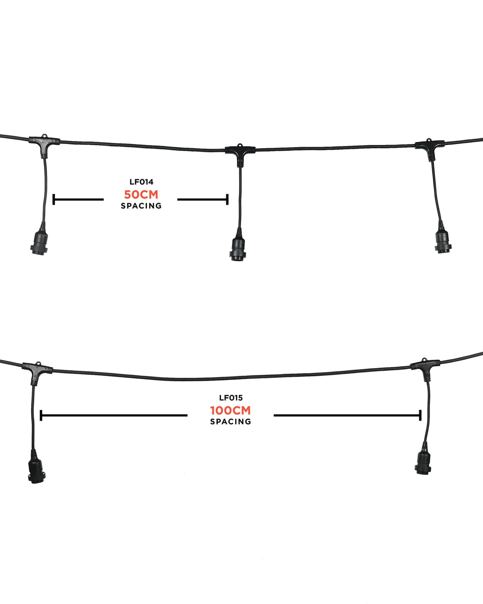 LINK FESTOON E27 Long Drop Belt, Connectable, 10 Sockets, 100 Cm Spacing
