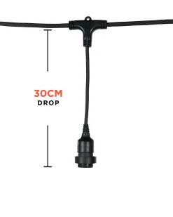 LINK FESTOON E27 Long Drop Belt, Connectable, 10 Sockets, 100 Cm Spacing