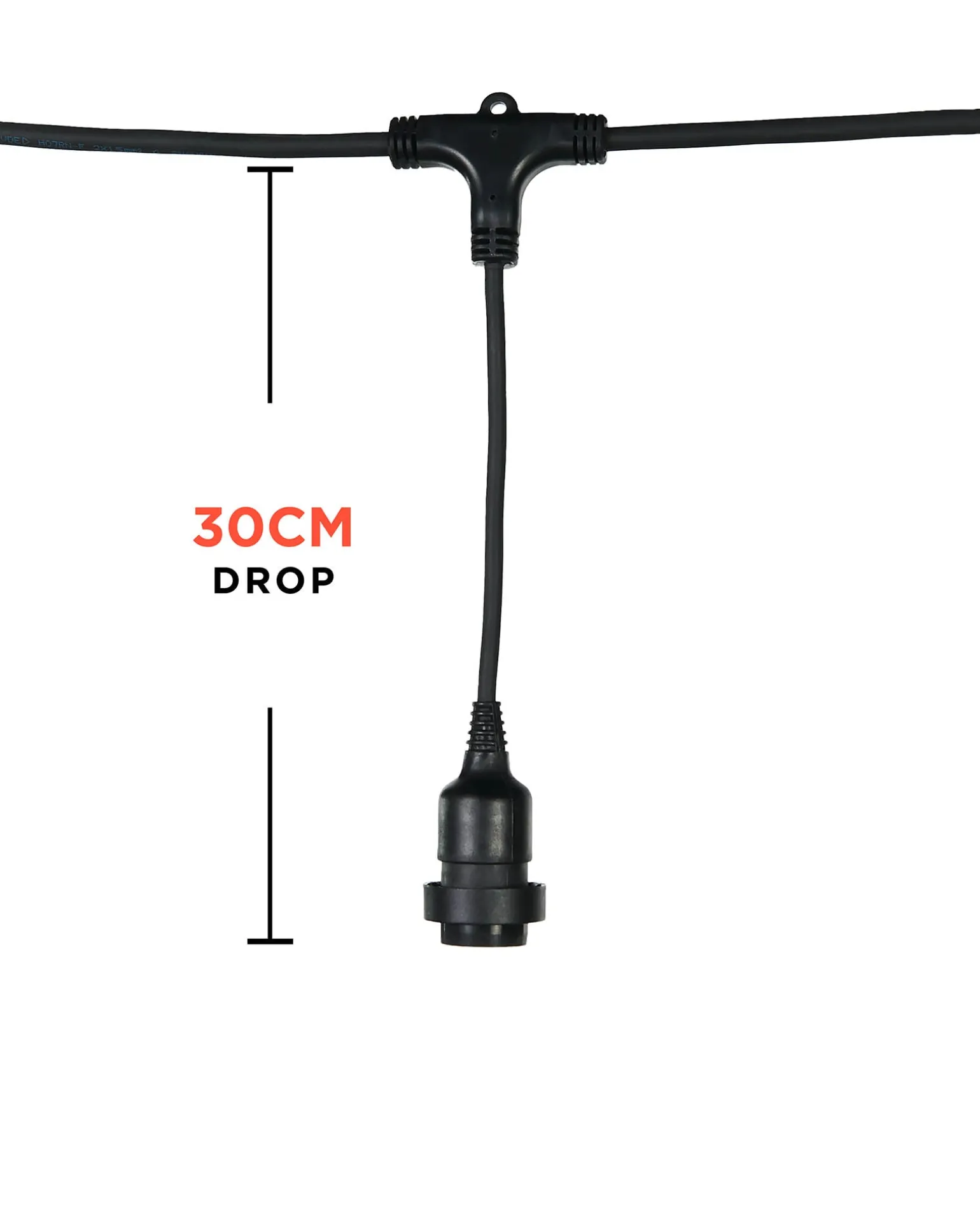 LINK FESTOON E27 Long Drop Belt, Connectable, 10 Sockets, 100 Cm Spacing