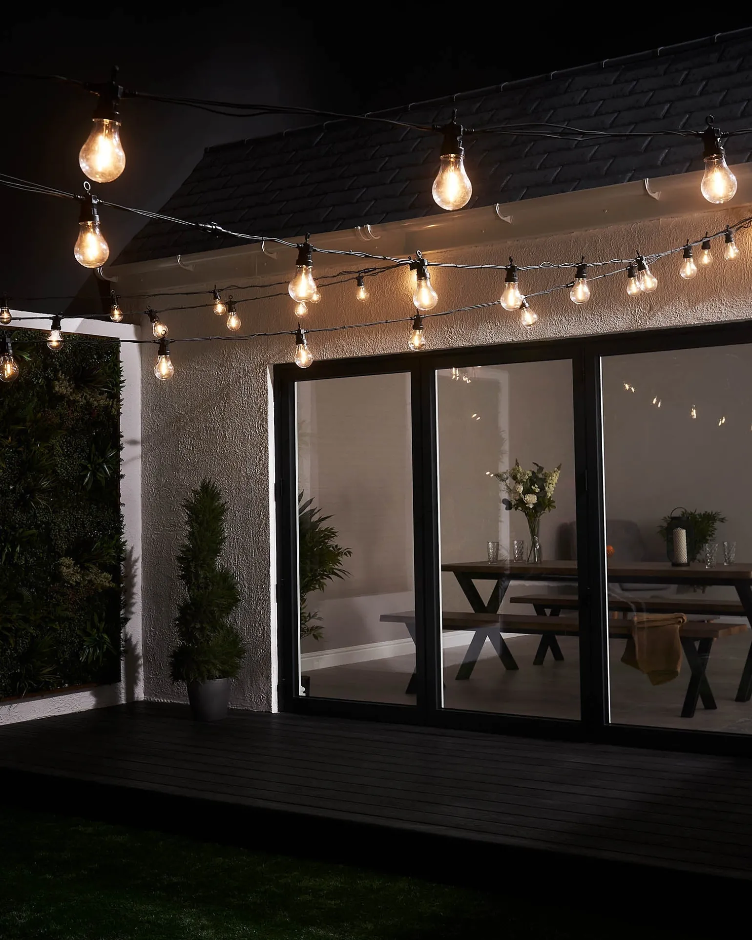 LINK PRO LED Festoon Lights, A60 Filament Bulb, Black Cable, Warm White