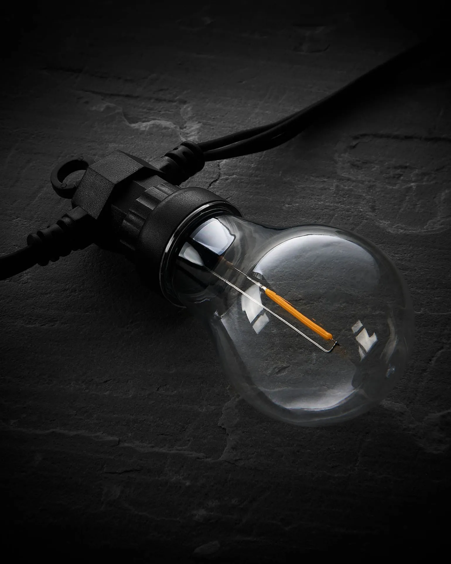 LINK PRO LED Festoon Lights, A60 Filament Bulb, Black Cable, Warm White
