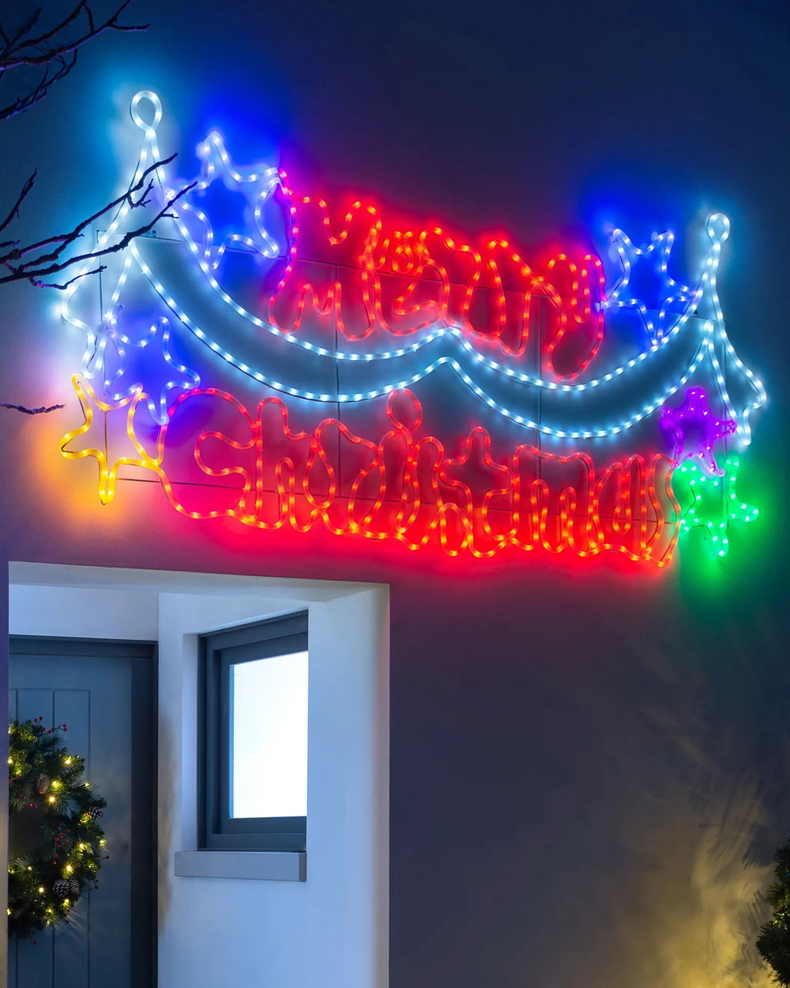 Merry Christmas Rope Light Silhouette, 195 Cm