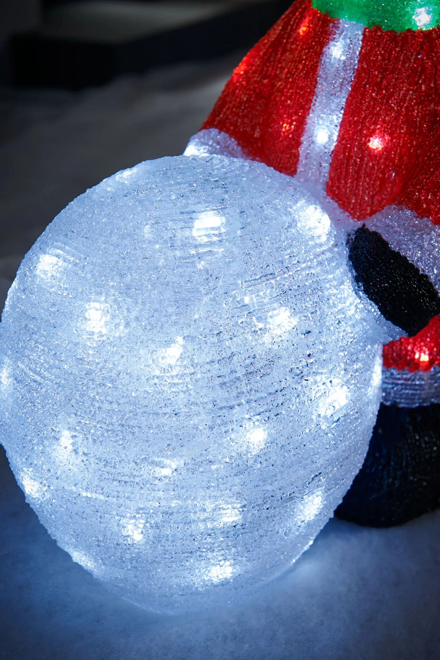Pre-Lit Acrylic Snowman With Snowball, 60 Cm