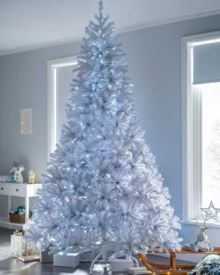 Pre-Lit Deluxe White Pine Multi-Function Christmas Tree, 8 Ft