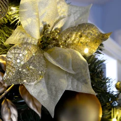 Pre-Lit Extra Thick Garland, Cream/Gold, 9 Ft