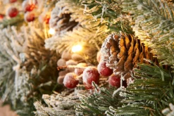 Pre-Lit Extra Thick Mixed Pine Snow Flocked Garland, Pinecones & Berries, Static, 9 Ft