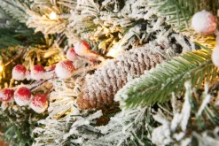 Pre-Lit Extra Thick Mixed Pine Snow Flocked Garland, Pinecones & Berries, 9 Ft