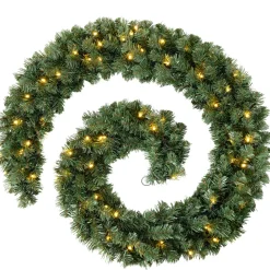Pre-Lit Extra Thick Pine Garland, 9 Ft