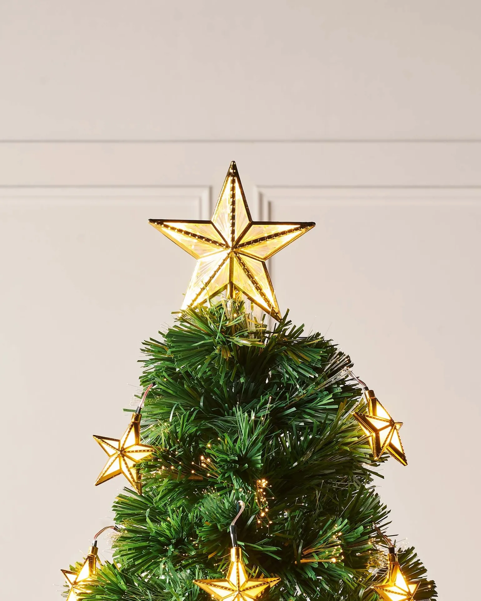 Pre-Lit Fibre Optic Christmas Tree With Stars, 5 Ft