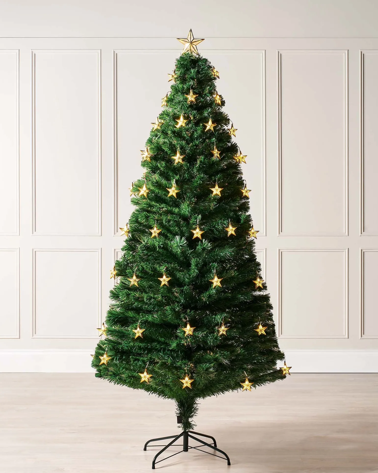 Pre-Lit Fibre Optic Christmas Tree With Stars, 7 Ft