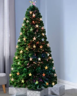Pre-Lit Fibre Optic Christmas Tree With Tree Topper, 7 Ft