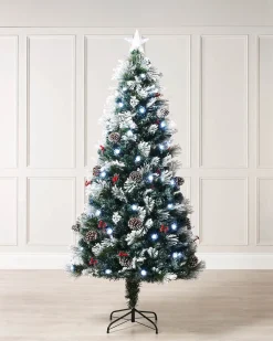 Pre-Lit Fibre Optic Frosted Christmas Tree With Tree Topper, 5 Ft