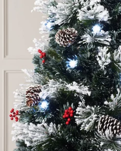 Pre-Lit Fibre Optic Frosted Christmas Tree With Tree Topper, 5 Ft