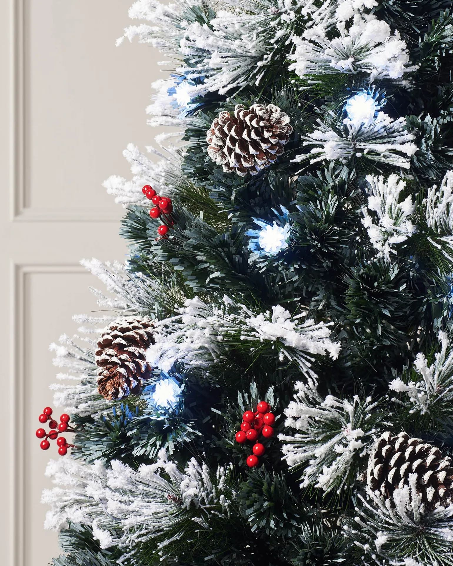 Pre-Lit Fibre Optic Frosted Christmas Tree With Tree Topper, 7 Ft