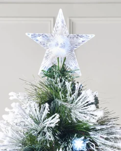 Pre-Lit Fibre Optic Frosted Christmas Tree With Tree Topper, 7 Ft
