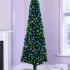Pre-Lit Fibre Optic Pencil Christmas Tree With Multi-Coloured LED Stars, 5 Ft
