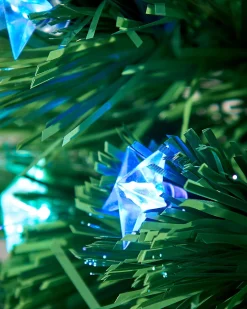 Pre-Lit Fibre Optic Pencil Christmas Tree With Multi-Coloured LED Stars, 5 Ft