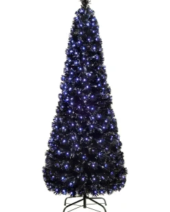 Pre-Lit Fibre Optic Slim Black Christmas Tree, 5 Ft