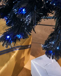 Pre-Lit Fibre Optic Slim Black Christmas Tree, 7 Ft