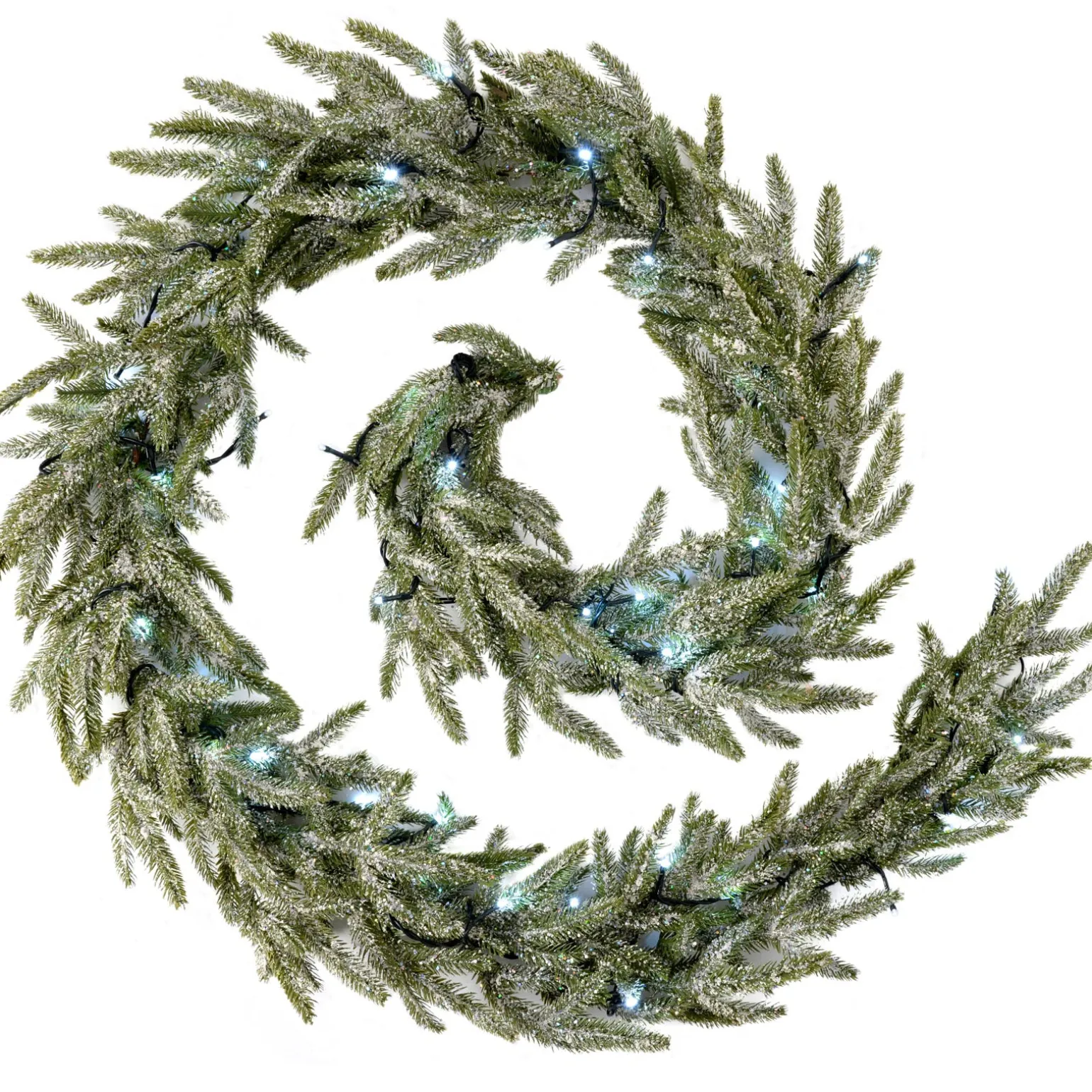 Pre-Lit Frosted Fir Garland, 9 Ft