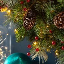Pre-Lit Frosted Garland, Pinecones & Berries, 9 Ft
