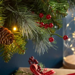 Pre-Lit Frosted Garland, Pinecones & Berries, 9 Ft