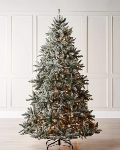 Pre-Lit Full Bodied Snow Flocked Christmas Tree, 6 Ft