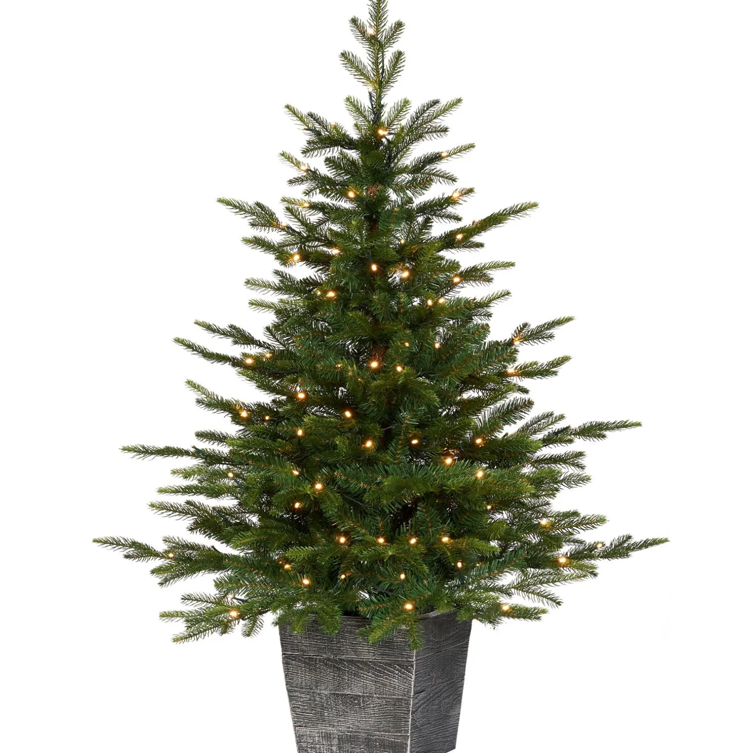 Pre-Lit Grand Fir Potted Christmas Tree, 4 Ft
