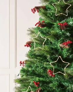 Pre-Lit Mixed Pine Fibre Optic Christmas Tree With LED Stars, 6 Ft