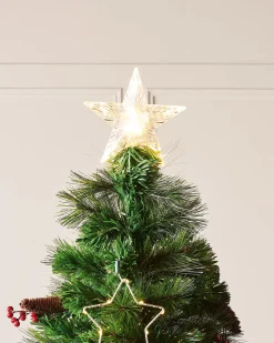 Pre-Lit Mixed Pine Fibre Optic Christmas Tree With LED Stars, 6 Ft