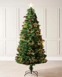 Pre-Lit Mixed Pine Fibre Optic Christmas Tree With LED Stars, 7 Ft
