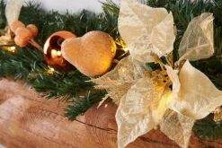 Pre-Lit Multi-Function Decorated Garland, Copper/Gold, 9 Ft